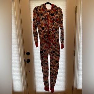 Tipsy Elves Meowy Catmus Unisex Christmas Cat Jumpsuit Pajamas Size Small